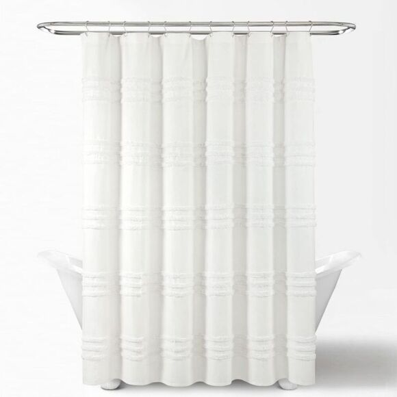 Open Box - Lush Decor - 72"x72" Boho Kendra Tufted Yarn Dyed Eco Friendly  White - Picture 2 of 4